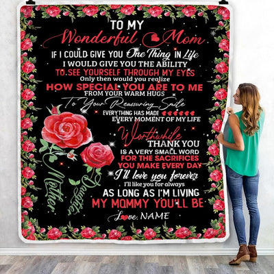 Personalized To My Mom Blanket from Daughter If I Could Give You One Thing in Life Mom Mother's Day Birthday Christmas Customized Fleece Blanket-Blanket-