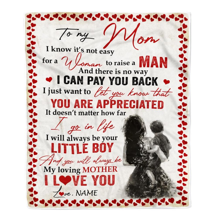 Personalized To My Mom Blanket from Son You Are Appeciated My Loving Mother Mom Mother's Day Birthday Christmas Customized Fleece Blanket-Blanket-Fleece Blanket-30 x 40 Inches - Baby Size
