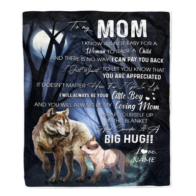 Personalized To My Mom Wolf Blanket From Son There Is No Way I Can Pay You Back You Are Appreiated Mom Mother's Day Birthday Christmas Fleece Blanket-Blanket-Fleece Blanket-30 x 40 Inches - Baby Size