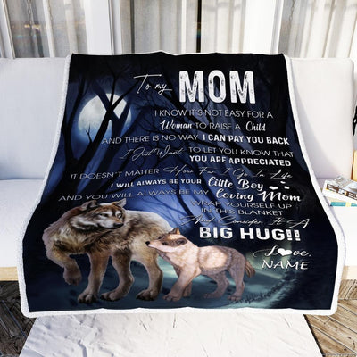 Personalized To My Mom Wolf Blanket From Son There Is No Way I Can Pay You Back You Are Appreiated Mom Mother's Day Birthday Christmas Fleece Blanket-Blanket-