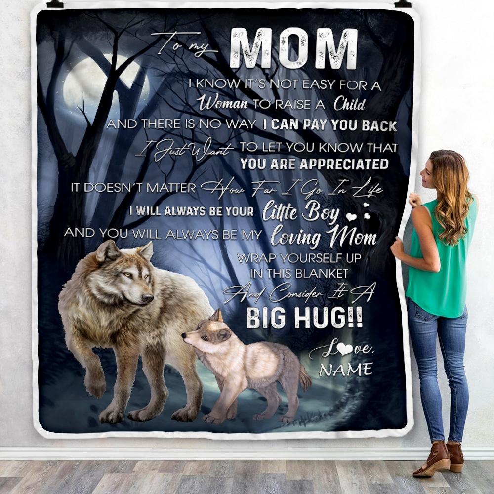 Personalized To My Mom Wolf Blanket From Son There Is No Way I Can Pay You Back You Are Appreiated Mom Mother's Day Birthday Christmas Fleece Blanket-Blanket-