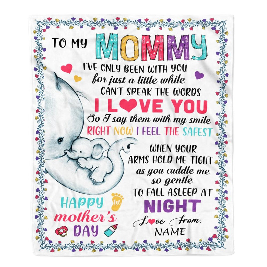 Personalized To My Mommy First Time Mom Elephant Happy Mothers Day Birthday Christmas Customized Fleece Blanket-Blanket-Fleece Blanket-30 x 40 Inches - Baby Size