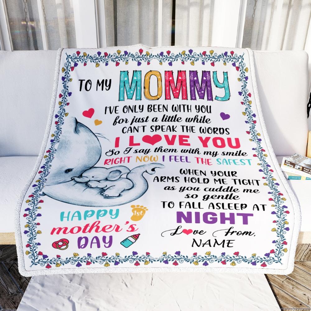 Personalized To My Mommy First Time Mom Elephant Happy Mothers Day Birthday Christmas Customized Fleece Blanket-Blanket-