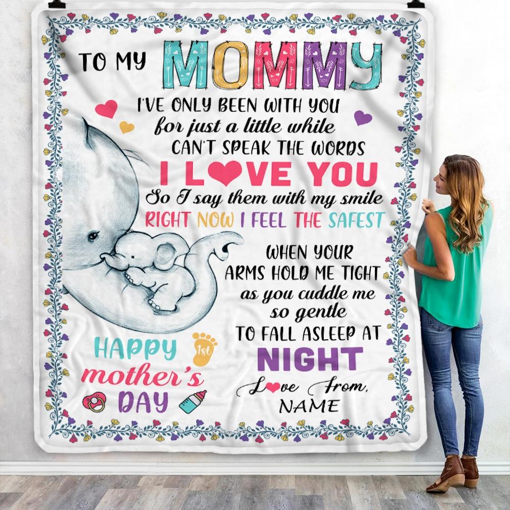 Personalized To My Mommy First Time Mom Elephant Happy Mothers Day Birthday Christmas Customized Fleece Blanket-Blanket-