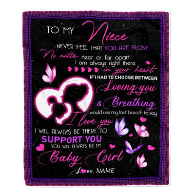 Personalized To My Niece Blanket from Aunt Auntie You Will Always Be My Baby Girl Butterfly Niece Birthday Christmas Customized Fleece Blanket-Blanket-Fleece Blanket-30 x 40 Inches - Baby Size