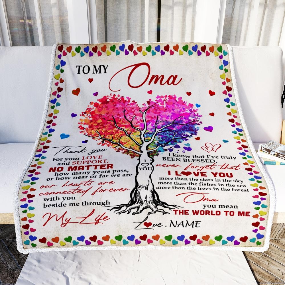 Personalized To My Oma Blanket From Grandkids Never Forget That I Love You You Mean The World to Me Oma Birthday Mothers Day Christmas Fleece Blanket-Blanket-