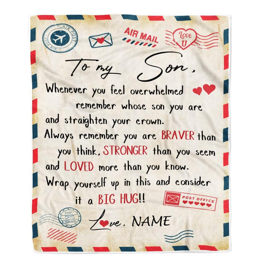 Personalized To My Son Blanket from Mom And Dad Mail Letter Son Birthday Graduation Christmas Gifts Customized Fleece Blanket-Blanket-Fleece Blanket-30 x 40 Inches - Baby Size