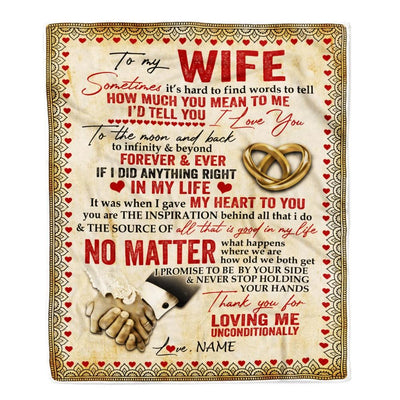 Personalized To My Wife Blanket From Husband Sometimes It's Hard To Find Words Love Wife Valentine's Birthday Wedding Anniversary Christmas Fleece Blanket-Blanket-Fleece Blanket-30 x 40 Inches - Baby Size