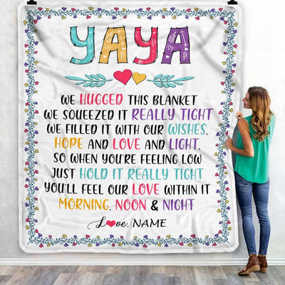 Personalized Yaya Blanket From Kids We Hugged This Blanket Yaya Birthday Mothers Day Christmas Customized Fleece Blanket-Blanket-
