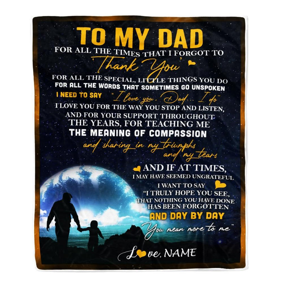 Personalized to My Dad Blanket from Daughter Son Thank You I Love You Dad Father's Day Birthday Thanksgiving Christmas Customized Fleece Blanket-Blanket-Fleece Blanket-30 x 40 Inches - Baby Size
