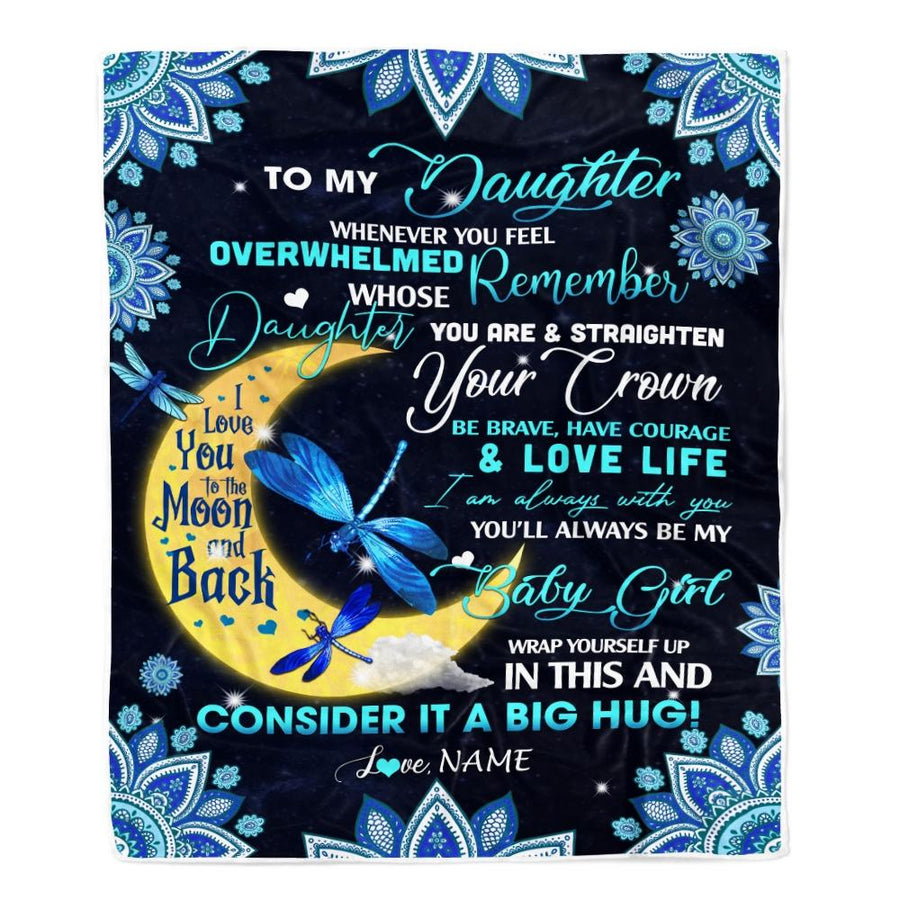 Personalized to My Daughter Blanket from Mom Dad Dragonfly Whenever You Feel Overwhelmed Remember Whose Daughter You are Birthday Christmas Fleece Blanket-Blanket-Fleece Blanket-30 x 40 Inches - Baby Size
