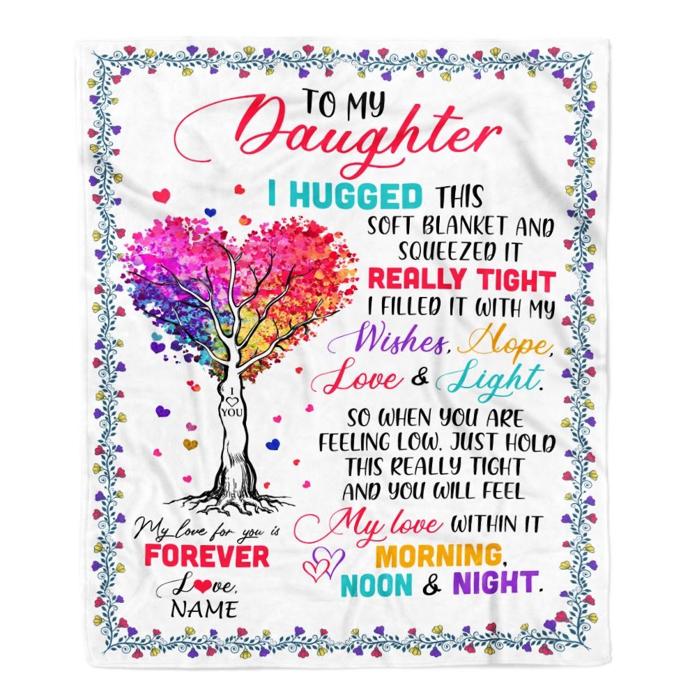Personalized to My Daughter Blanket from Mom Dad I Hugged This Soft Blanket Daughter Birthday Thanksgiving Christmas Customized Fleece Blanket-Blanket-Fleece Blanket-30 x 40 Inches - Baby Size