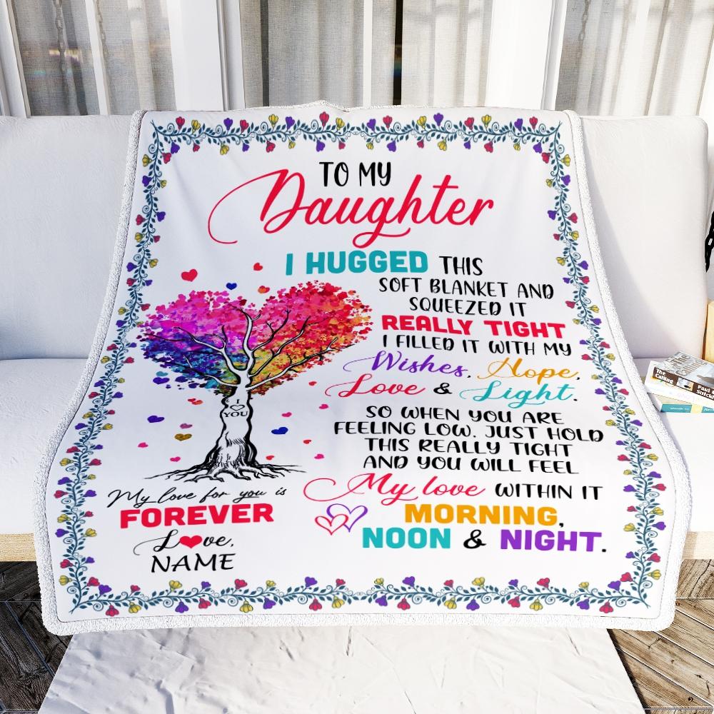 Personalized to My Daughter Blanket from Mom Dad I Hugged This Soft Blanket Daughter Birthday Thanksgiving Christmas Customized Fleece Blanket-Blanket-