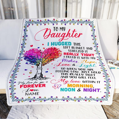 Personalized to My Daughter Blanket from Mom Dad I Hugged This Soft Blanket Daughter Birthday Thanksgiving Christmas Customized Fleece Blanket-Blanket-