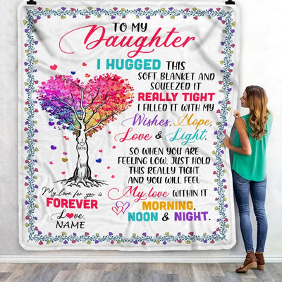 Personalized to My Daughter Blanket from Mom Dad I Hugged This Soft Blanket Daughter Birthday Thanksgiving Christmas Customized Fleece Blanket-Blanket-