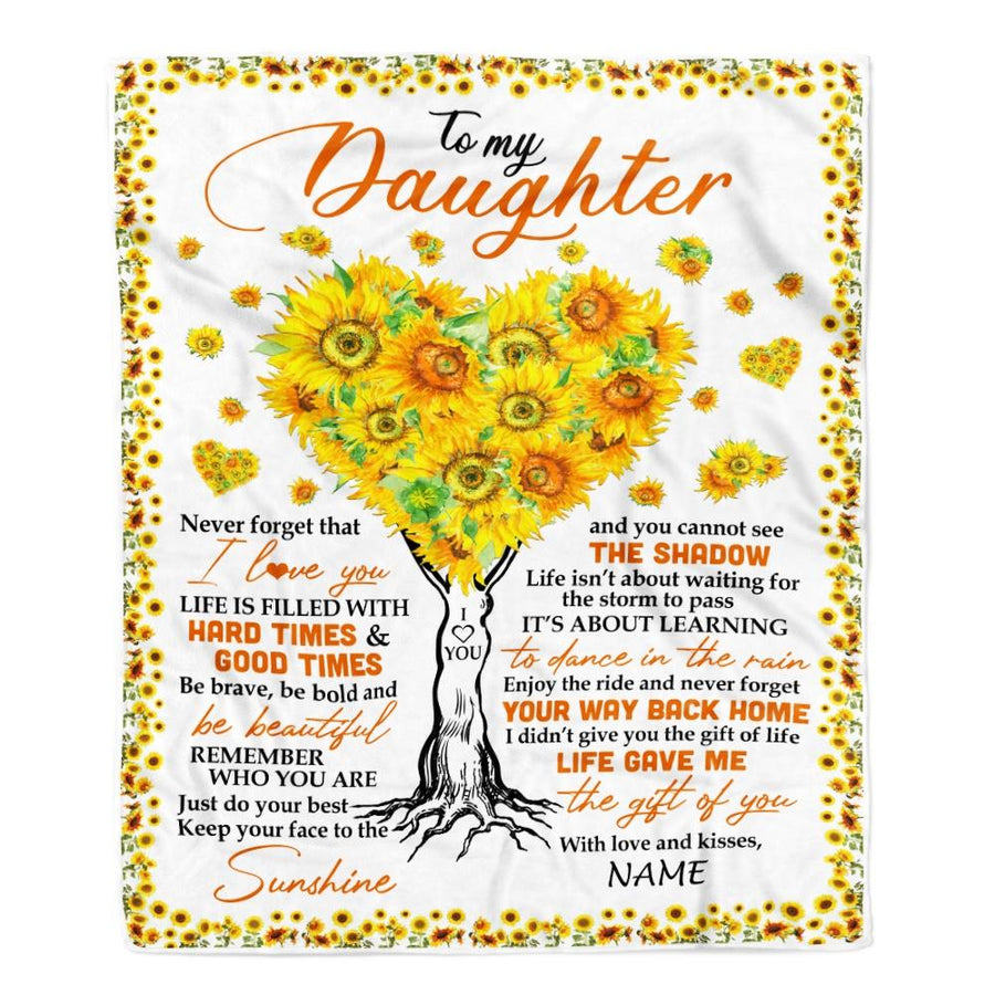 Personalized to My Daughter Blanket from Mom Dad Life Gave Me The Gift of You Sunflower Daughter Birthday Thanksgiving Christmas Customized Fleece Blanket-Blanket-Fleece Blanket-30 x 40 Inches - Baby Size
