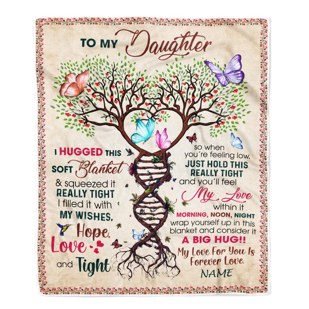 Personalized to My Daughter Blanket from Mom Dad My Love Within It Morning Noon Night Butterfly Tree Daughter Birthday Christmas Customized Fleece Blanket-Blanket-Fleece Blanket-30 x 40 Inches - Baby Size