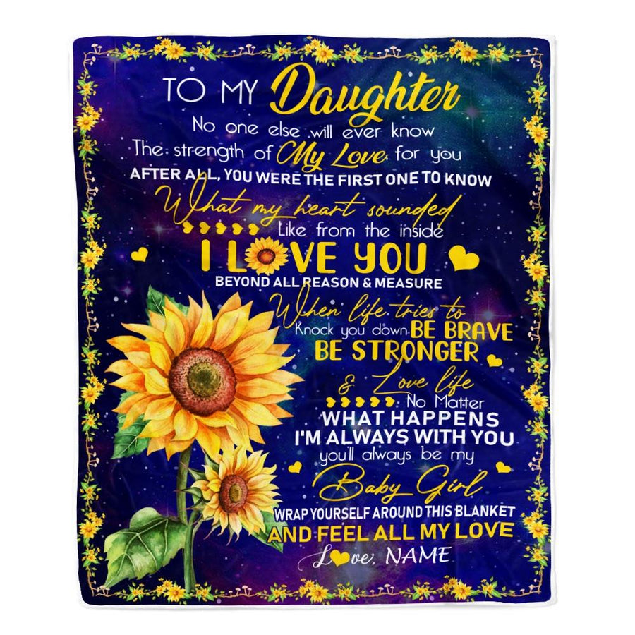 Personalized to My Daughter Blanket from Mom No One Else Will Ever Know Butterfly Sunflower Daughter Birthday Christmas Customized Fleece Blanket-Blanket-Fleece Blanket-30 x 40 Inches - Baby Size