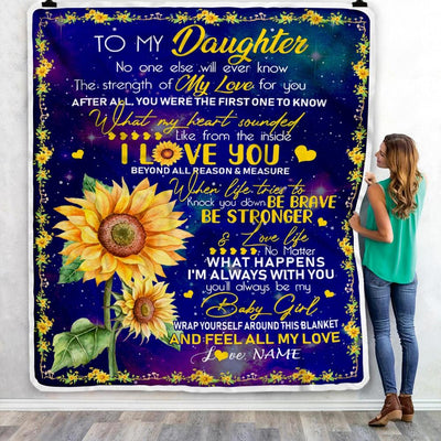 Personalized to My Daughter Blanket from Mom No One Else Will Ever Know Butterfly Sunflower Daughter Birthday Christmas Customized Fleece Blanket-Blanket-