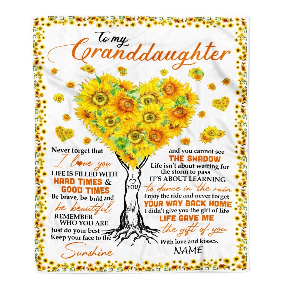 Personalized to My Granddaughter Blanket from Grandma Nana Mimi Gave Me The Gift of You Sunflower Birthday Thanksgiving Christmas Customized Fleece Blanket-Blanket-Fleece Blanket-30 x 40 Inches - Baby Size