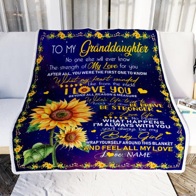 Personalized to My Granddaughter Blanket from Grandma Nana No One Else Will Ever Know Butterfly Sunflower Granddaughter Birthday Christmas Fleece Blanket-Blanket-