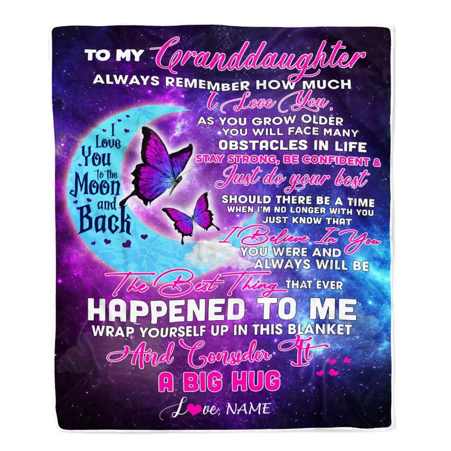 Personalized to My Granddaughter from Nana Grandma Always Remember How Much I Love You Moon Butterfly Granddaughter Birthday Christmas Fleece Blanket-Blanket-Fleece Blanket-30 x 40 Inches - Baby Size