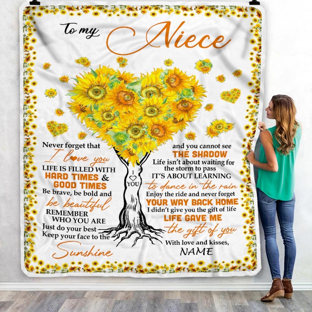 Personalized to My Niece Blanket from Aunt Auntie Life Gave Me The Gift of You Sunflower Niece Birthday Thanksgiving Christmas Customized Fleece Blanket-Blanket-