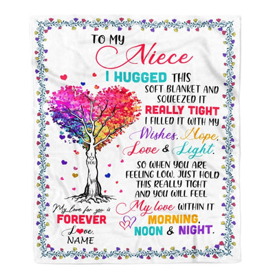 Personalized to My Niece Blanket from Aunt Auntie Uncle I Hugged This Soft Blanket Niece Birthday Thanksgiving Christmas Customized Fleece Blanket-Blanket-Fleece Blanket-30 x 40 Inches - Baby Size