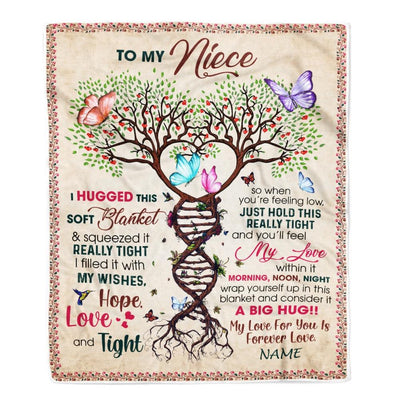 Personalized to My Niece Blanket from Aunt Auntie Uncle My Love Within It Morning Noon Night Butterfly Tree Niece Birthday Christmas Customized Fleece Blanket-Blanket-Fleece Blanket-30 x 40 Inches - Baby Size