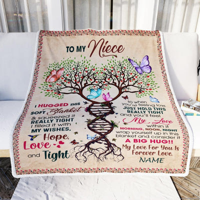 Personalized to My Niece Blanket from Aunt Auntie Uncle My Love Within It Morning Noon Night Butterfly Tree Niece Birthday Christmas Customized Fleece Blanket-Blanket-