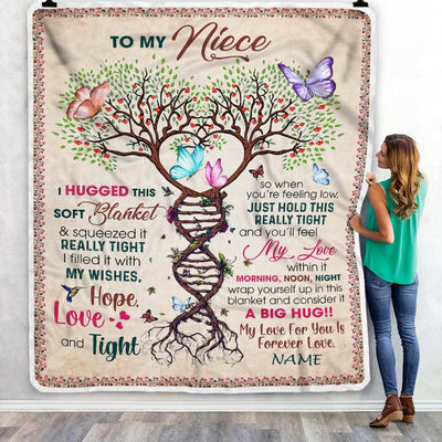 Personalized to My Niece Blanket from Aunt Auntie Uncle My Love Within It Morning Noon Night Butterfly Tree Niece Birthday Christmas Customized Fleece Blanket-Blanket-
