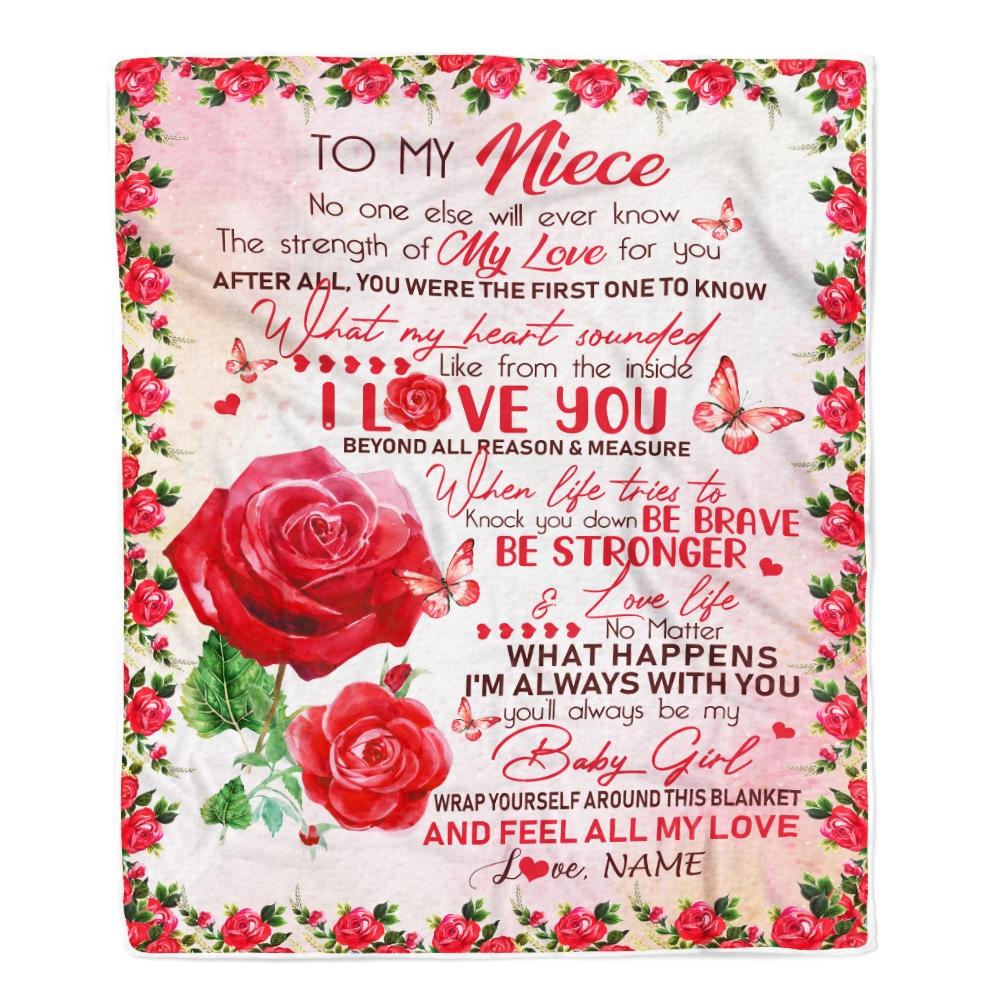 Personalized to My Niece Blanket from Aunt Auntie Uncle No One Else Will Ever Know Rose Niece Birthday Thanksgiving Christmas Customized Fleece Blanket-Blanket-Fleece Blanket-30 x 40 Inches - Baby Size