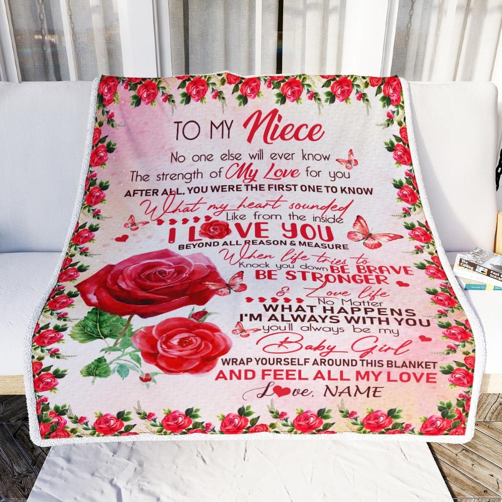 Personalized to My Niece Blanket from Aunt Auntie Uncle No One Else Will Ever Know Rose Niece Birthday Thanksgiving Christmas Customized Fleece Blanket-Blanket-