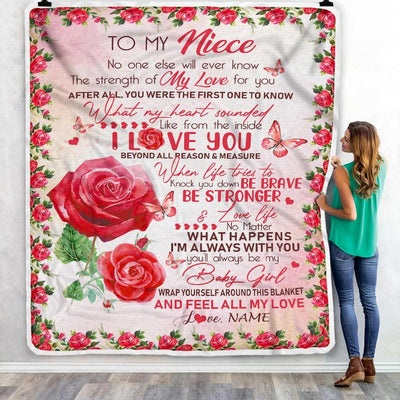 Personalized to My Niece Blanket from Aunt Auntie Uncle No One Else Will Ever Know Rose Niece Birthday Thanksgiving Christmas Customized Fleece Blanket-Blanket-