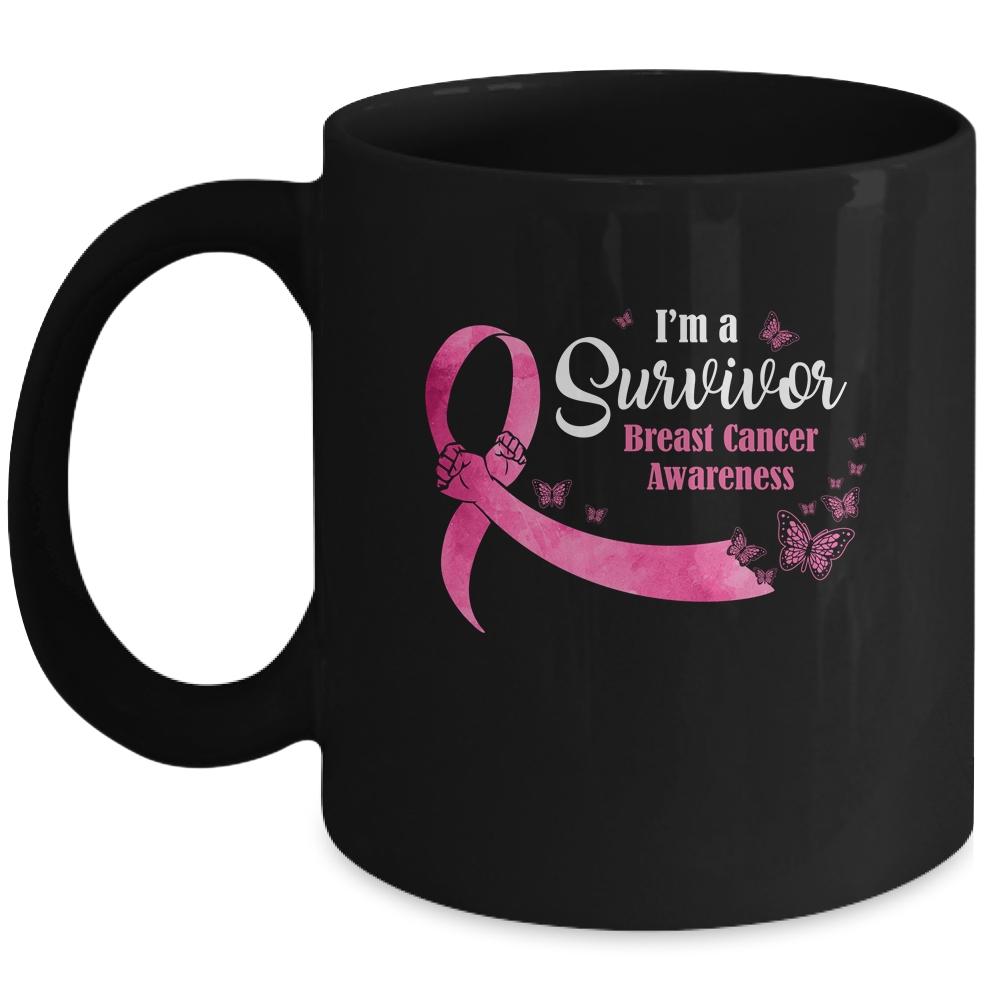 Pink Butterfly I'm A Survivor Breast Cancer Awareness Mug
