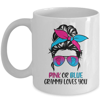 Pink Or Blue Grammy Loves You Gender Reveal Hair Glasses Mug-Coffee Mug-Mug-White