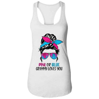 Pink Or Blue Grammy Loves You Gender Reveal Hair Glasses-T-Shirt & Tank Top-Women's Ideal Racerback Tank-White