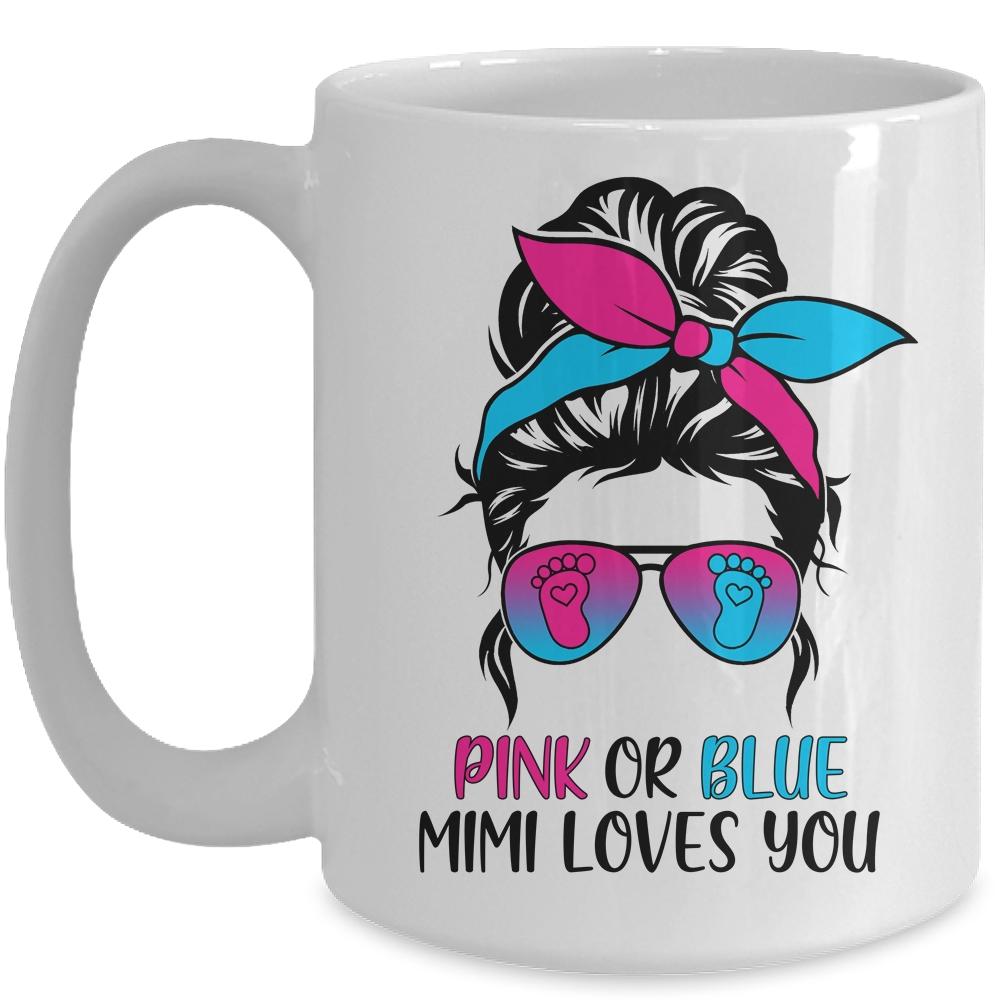 Pink Or Blue Mimi Loves You Gender Reveal Hair Glasses Mug-Coffee Mug-Mug-White