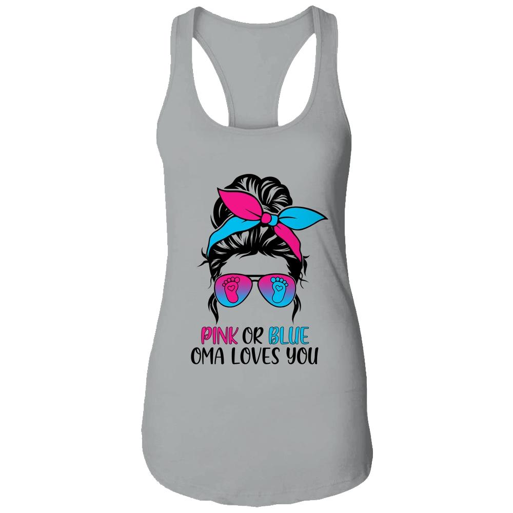 Pink Or Blue Oma Loves You Gender Reveal Hair Glasses-T-Shirt & Tank Top-Women's Ideal Racerback Tank-Heather Grey