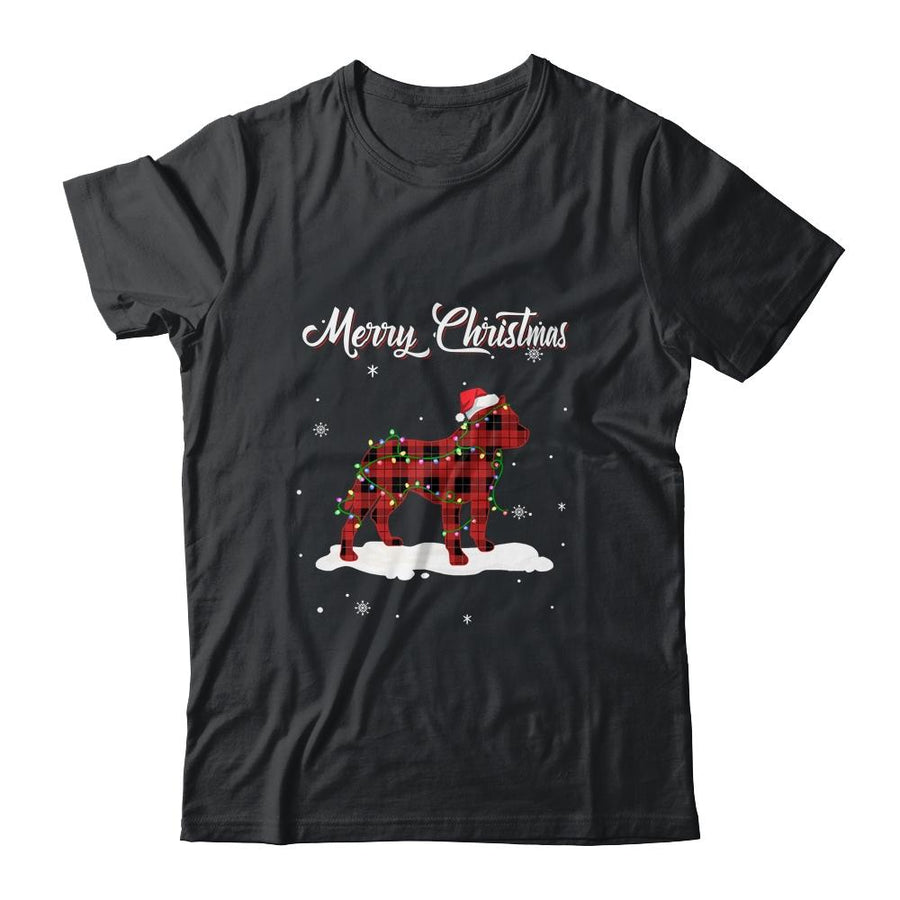 Pitbull Christmas Red Plaid Dog Lover Pajama Family Gift-T-Shirt & Sweatshirt-Classic T-Shirt-Black