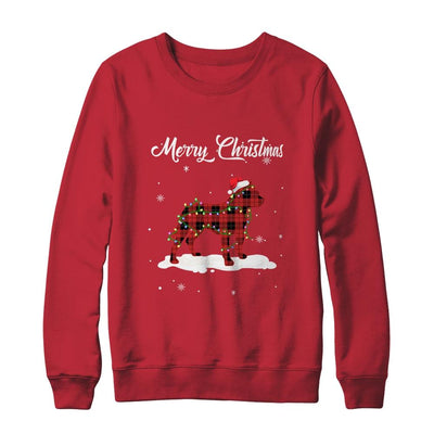 Pitbull Christmas Red Plaid Dog Lover Pajama Family Gift-T-Shirt & Sweatshirt-Crewneck Sweatshirt-Red