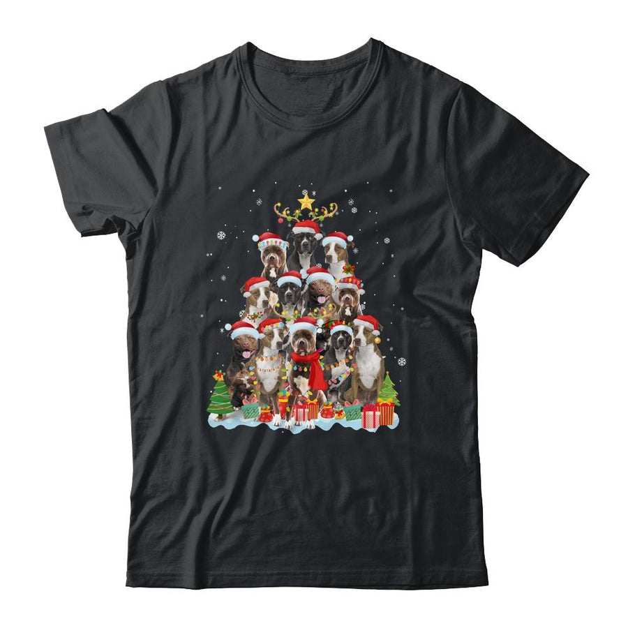 Pitbull Christmas Tree Pajama Xmas-T-Shirt & Sweatshirt-Classic T-Shirt-Black