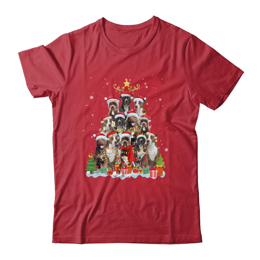 Pitbull Christmas Tree Pajama Xmas-T-Shirt & Sweatshirt-Classic T-Shirt-Red