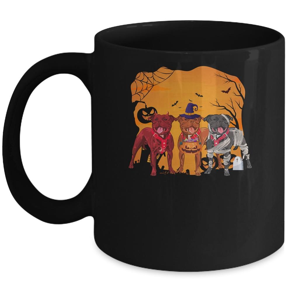 Pitbull Dog Halloween Pumpkin Witch Hat Halloween Costume Mug-Coffee Mug-Mug-Black