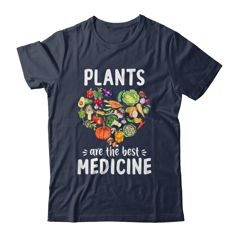 Plants Are Best Medicine Vegan Whole Food Plant Based-T-Shirt & Tank Top-Classic T-Shirt-Navy