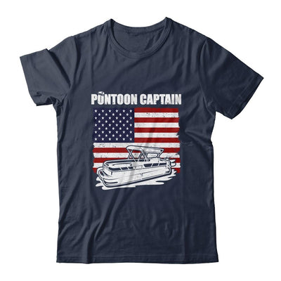 Pontoon Captain USA American Flag Pontoon For Men-T-Shirt & Hoodie-Classic T-Shirt-Navy