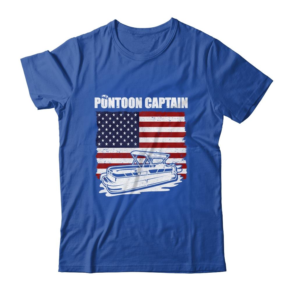 Pontoon Captain USA American Flag Pontoon For Men-T-Shirt & Hoodie-Classic T-Shirt-Royal