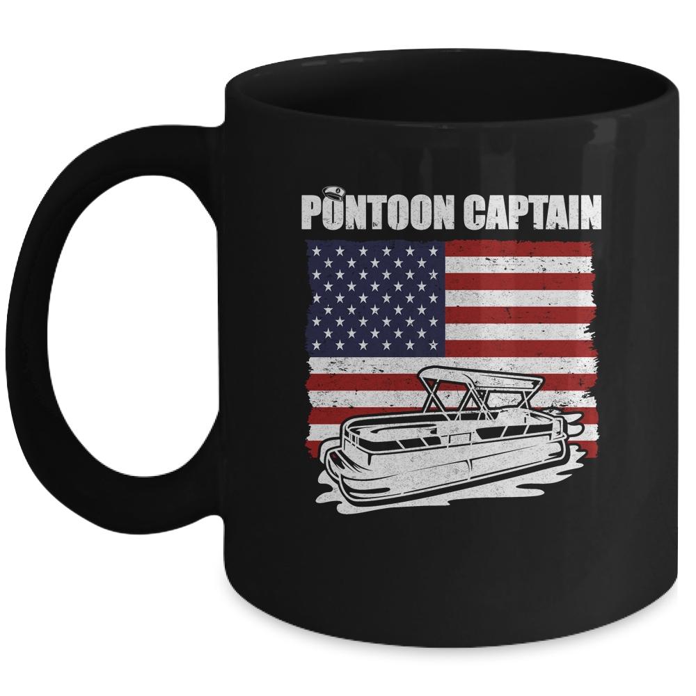 Pontoon Captain USA American Flag Pontoon For Men Mug-Coffee Mug-Mug-Black