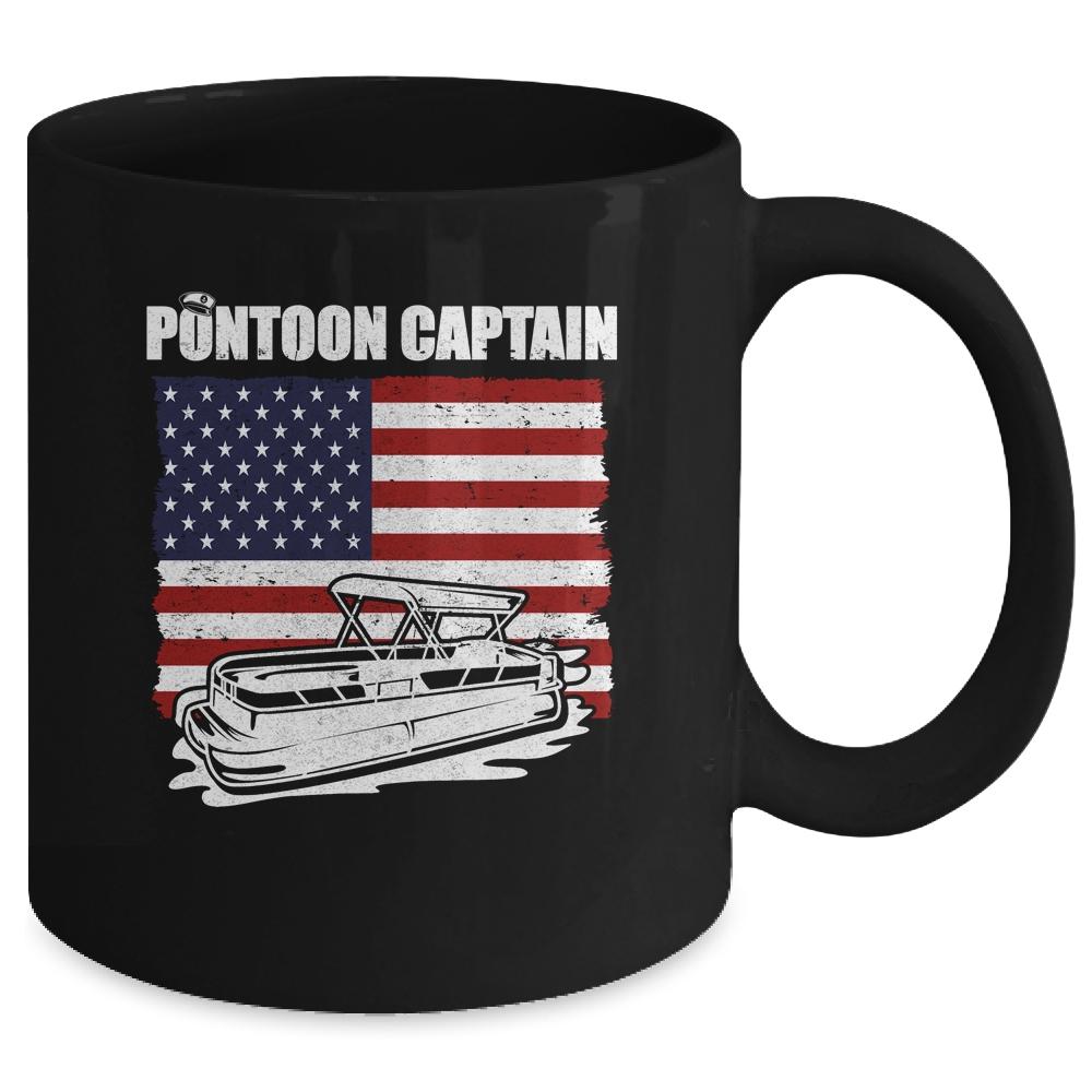 Pontoon Captain USA American Flag Pontoon For Men Mug-Coffee Mug-Mug-Black