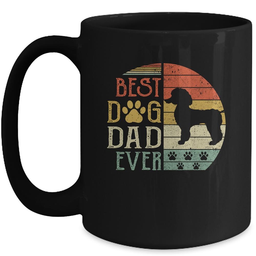 Poodle Best Dog Dad Ever Vintage Father's Day Retro Mug-Coffee Mug-Mug-Black